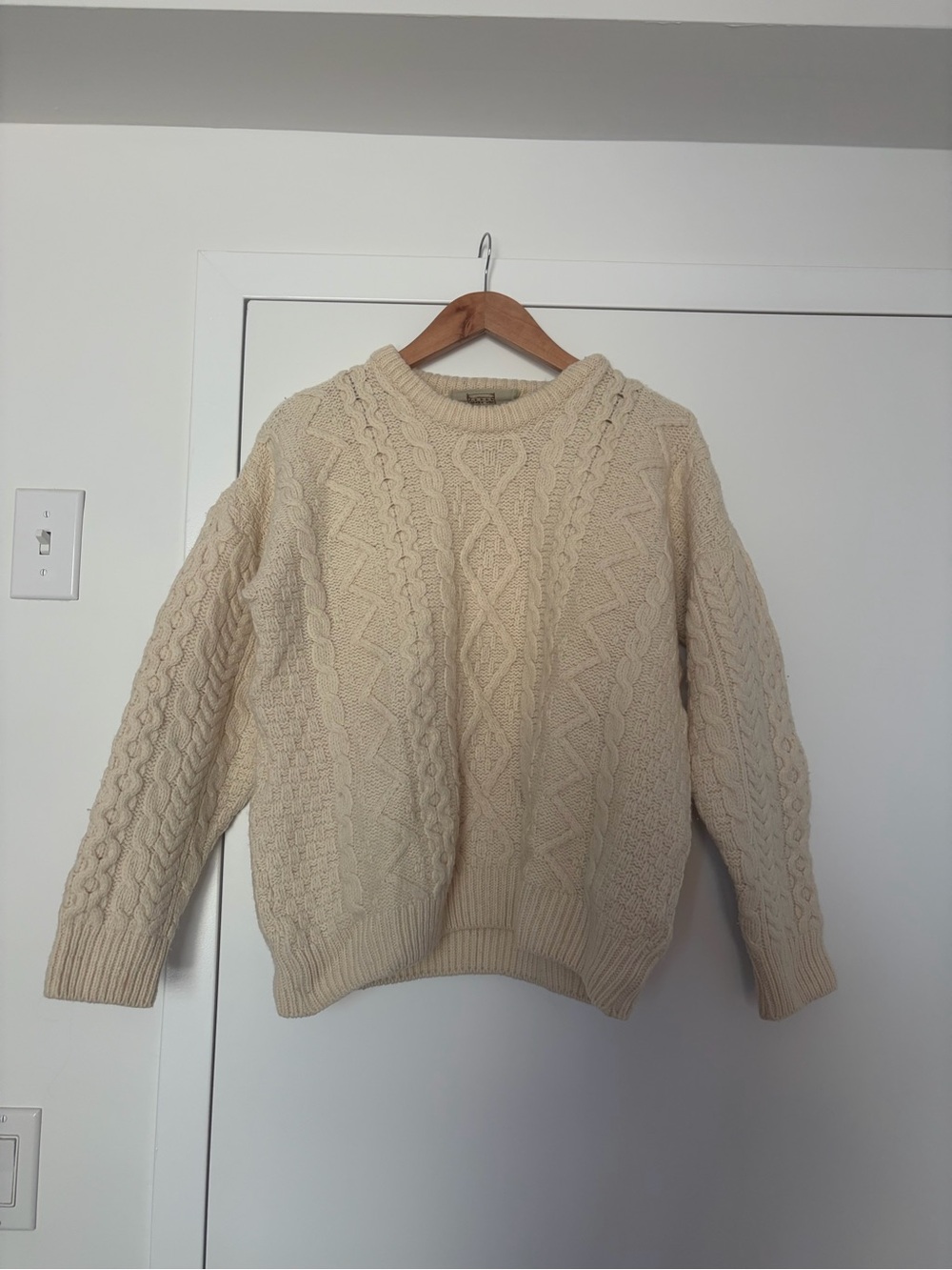 Cream cable knit wool sweater